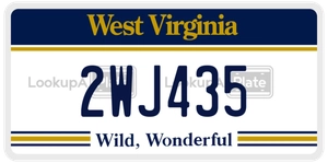 2WJ435 license plate in West Virginia