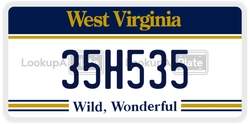 35H535  license plate in WV