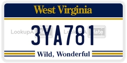 3YA781  license plate in WV