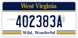 402383A  license plate in WV