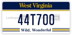 44T700  license plate in WV