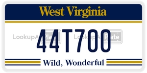 44T700 license plate in West Virginia