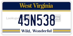 45N538 license plate in West Virginia
