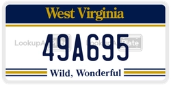 49A695  license plate in WV