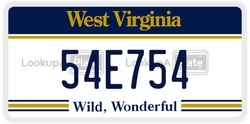 54E754  license plate in WV