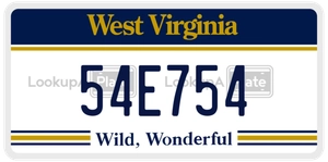 54E754 license plate in West Virginia