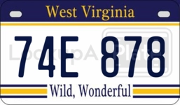 74E878 license plate in West Virginia
