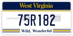 75R182  license plate in WV