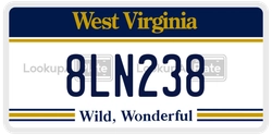 8LN238  license plate in WV