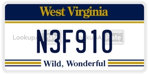 N3F910 license plate in West Virginia