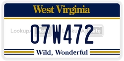 O7W472  license plate in WV