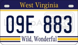 O9E883 license plate in West Virginia