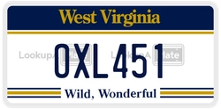 OXL451  license plate in WV