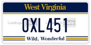 OXL451 license plate in West Virginia