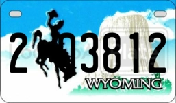 203812 license plate in Wyoming