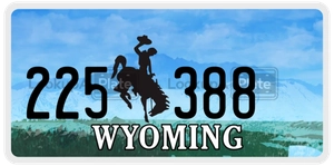 225388 license plate in Wyoming