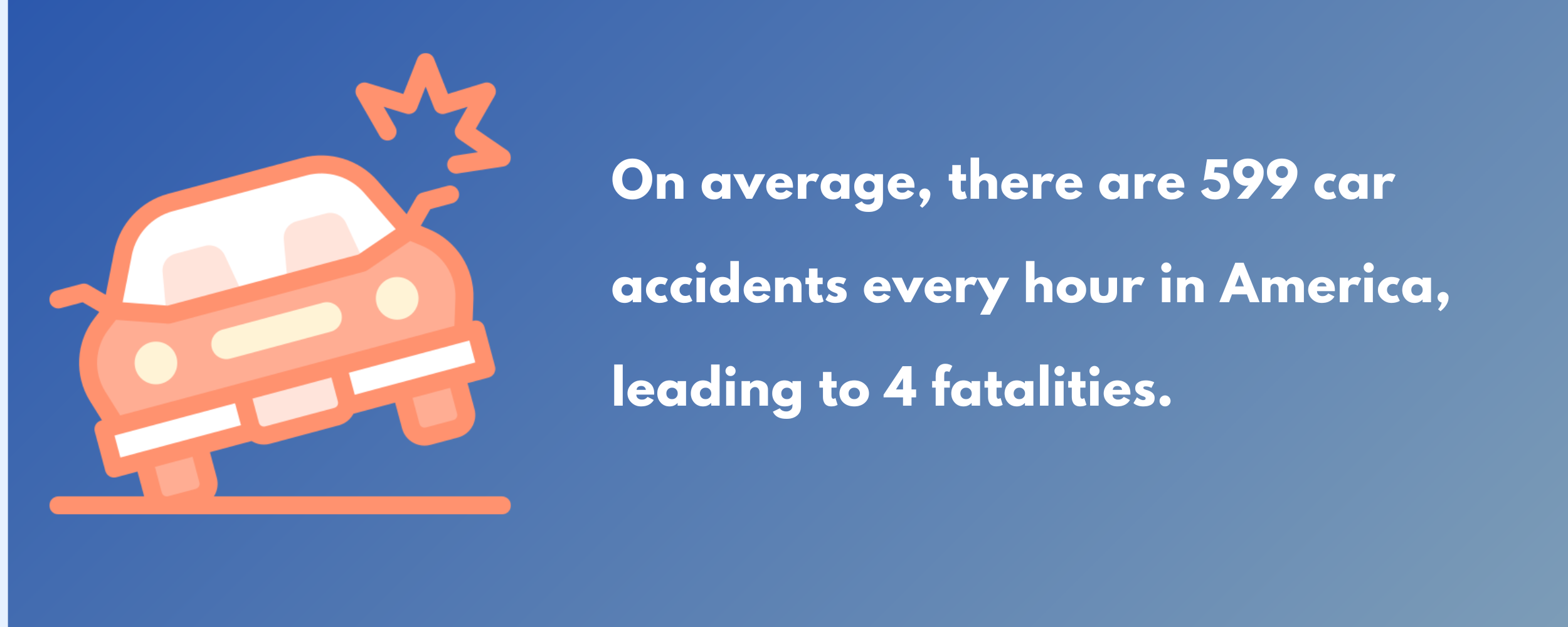 how many car accidents and fatalities in America every hour