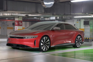 Lucid Motors Model Air parked in basement