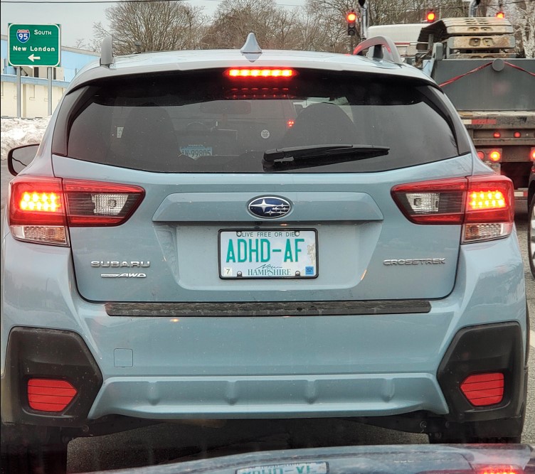 #21 ADHD-AF New Hampshire License Plate