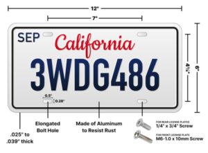 license plate dimensions