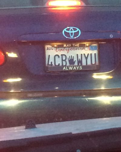 #10 4CB-WYU California License Plate